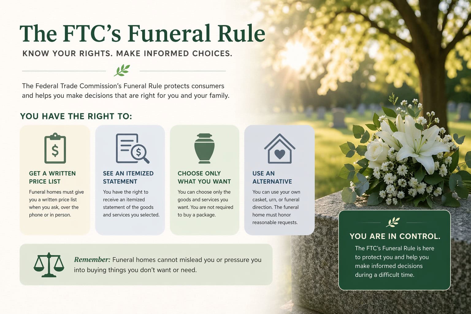 Funeral Rule - Understand Your rights are protected by the FTC